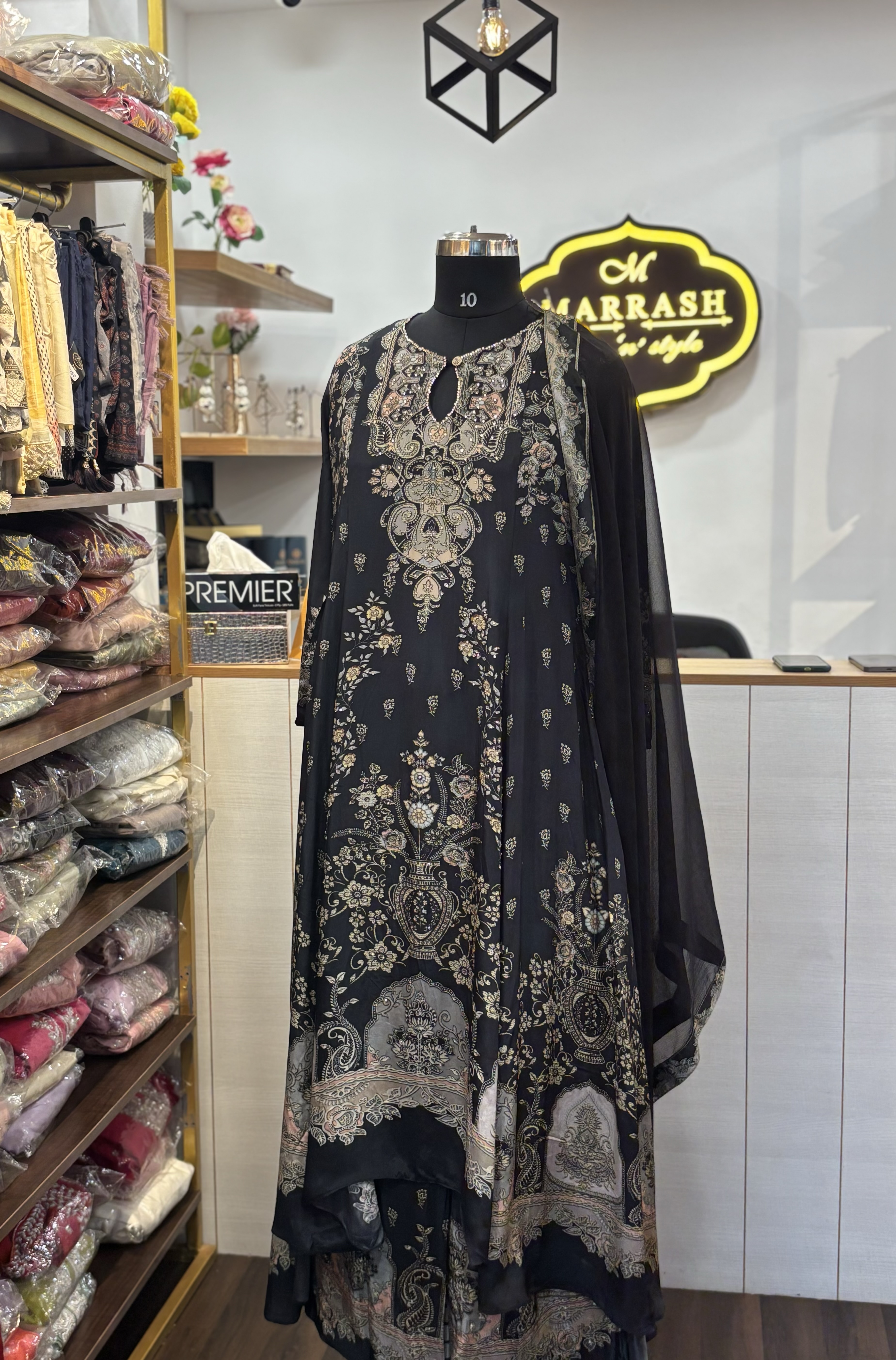 Black high low pakistani suit