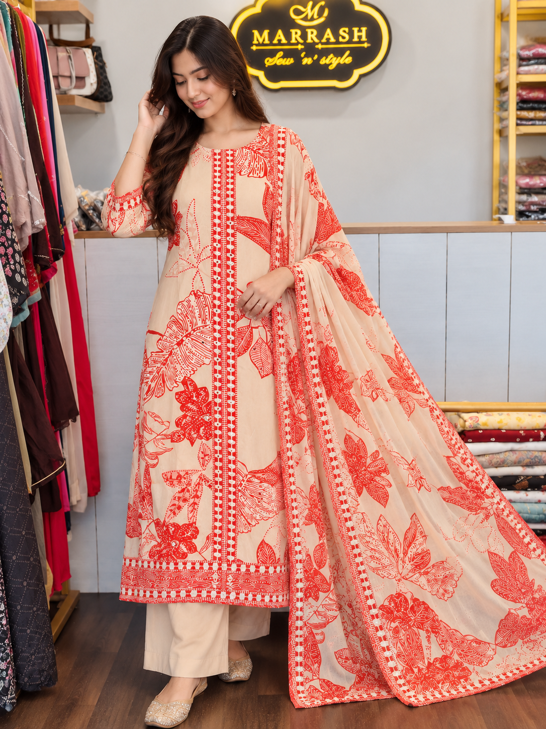 Crepe silk salwar suit