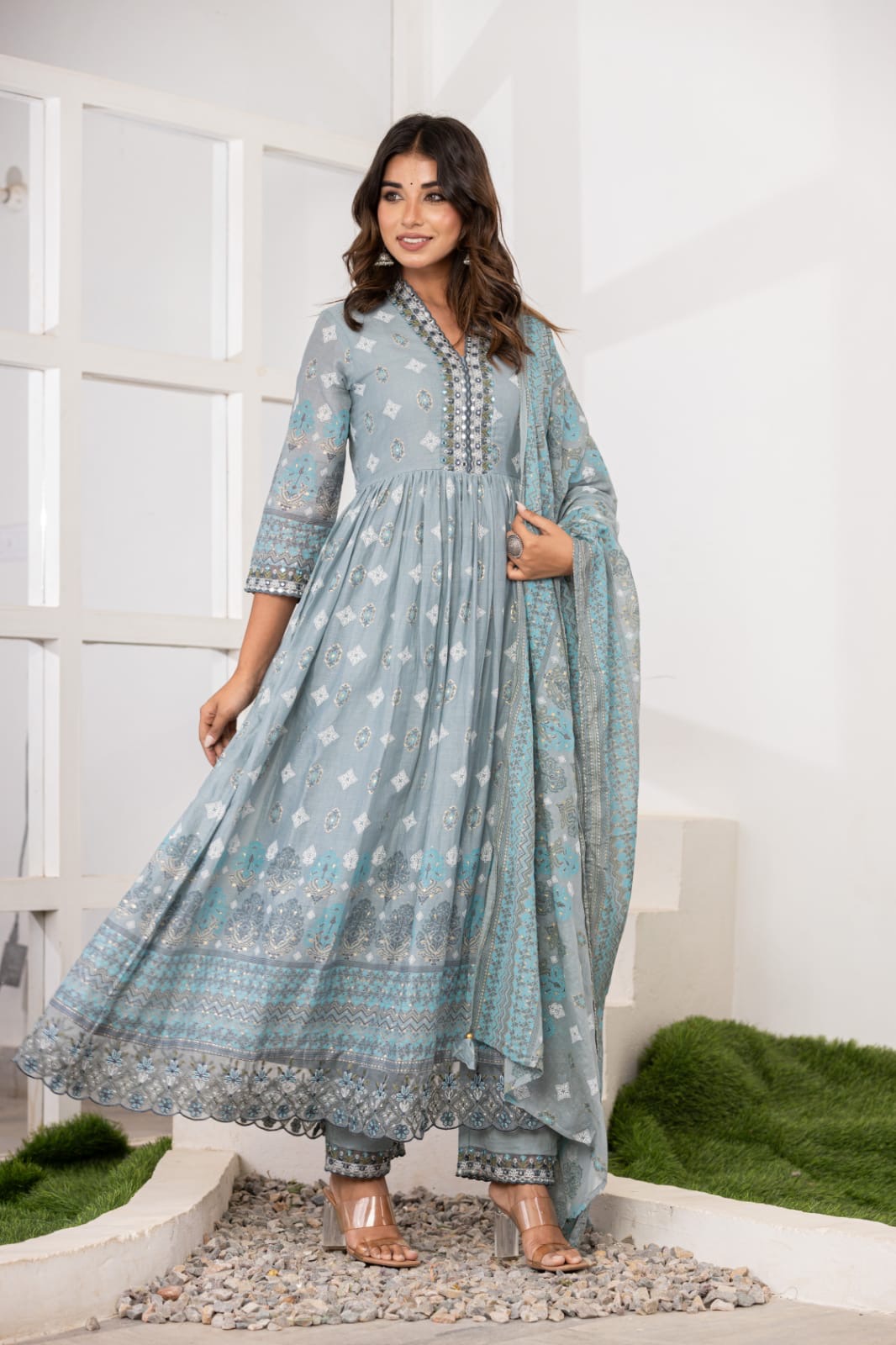 Mul cotton full length suit