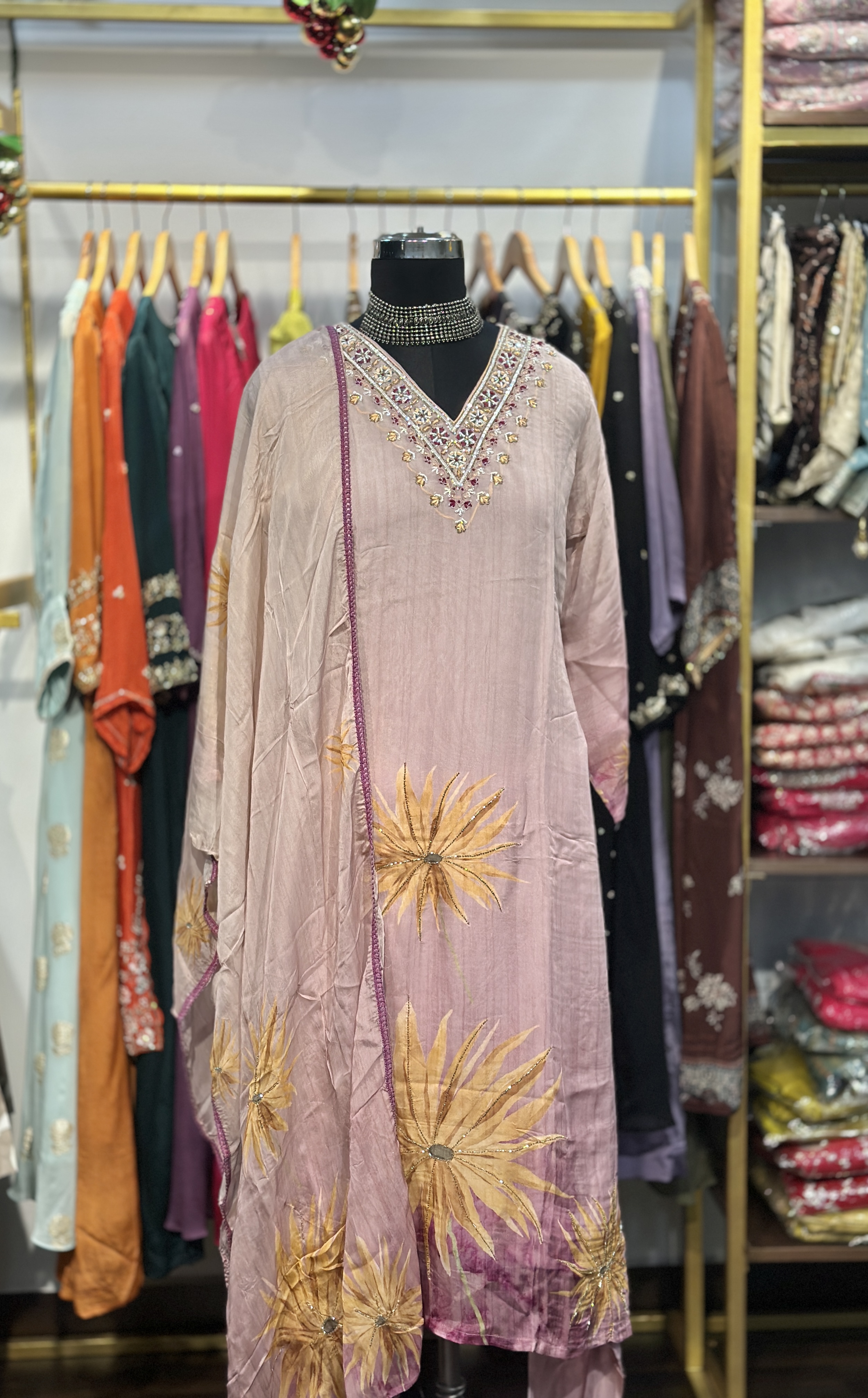 onion pink party wear set