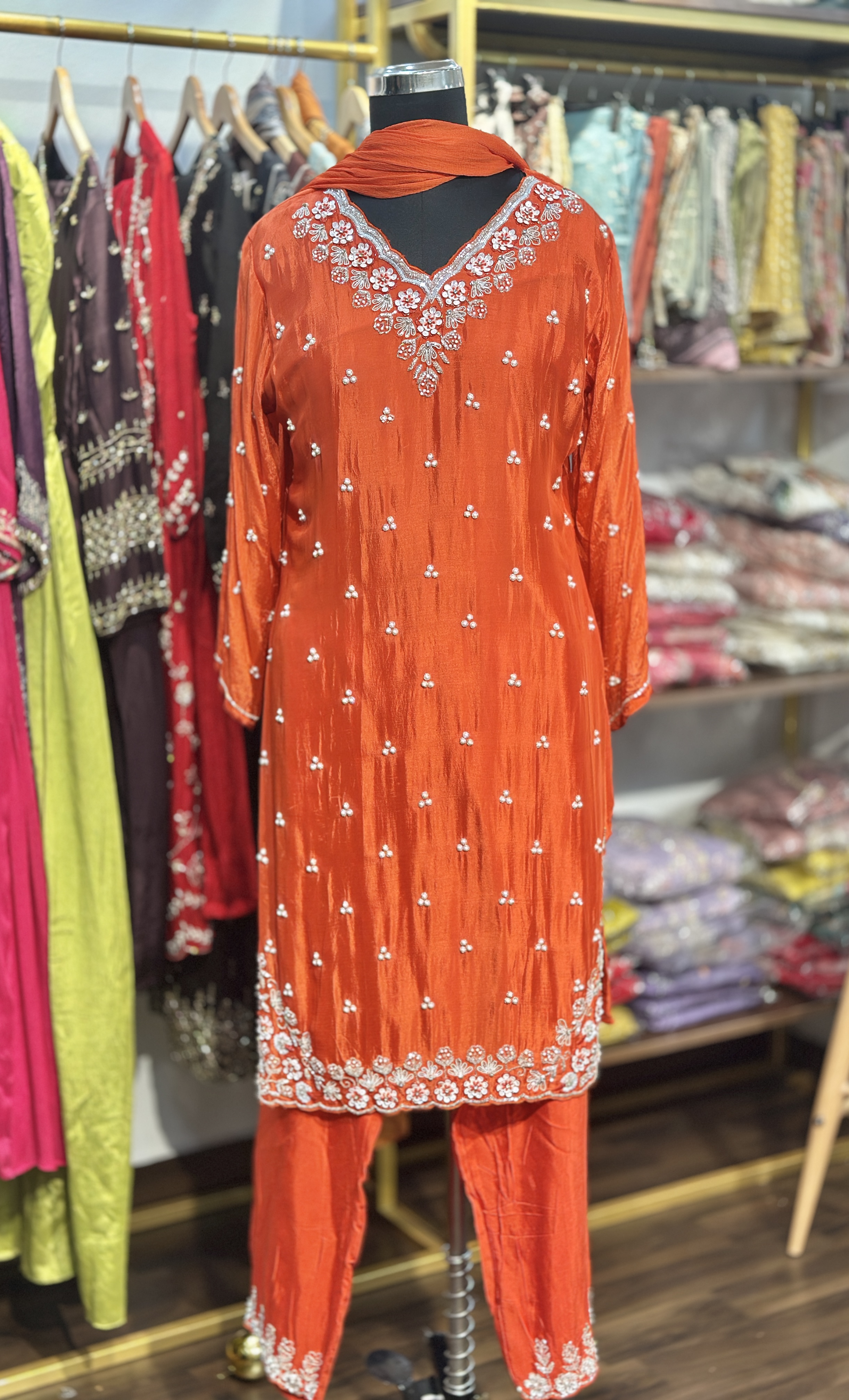 Orange partywear suit