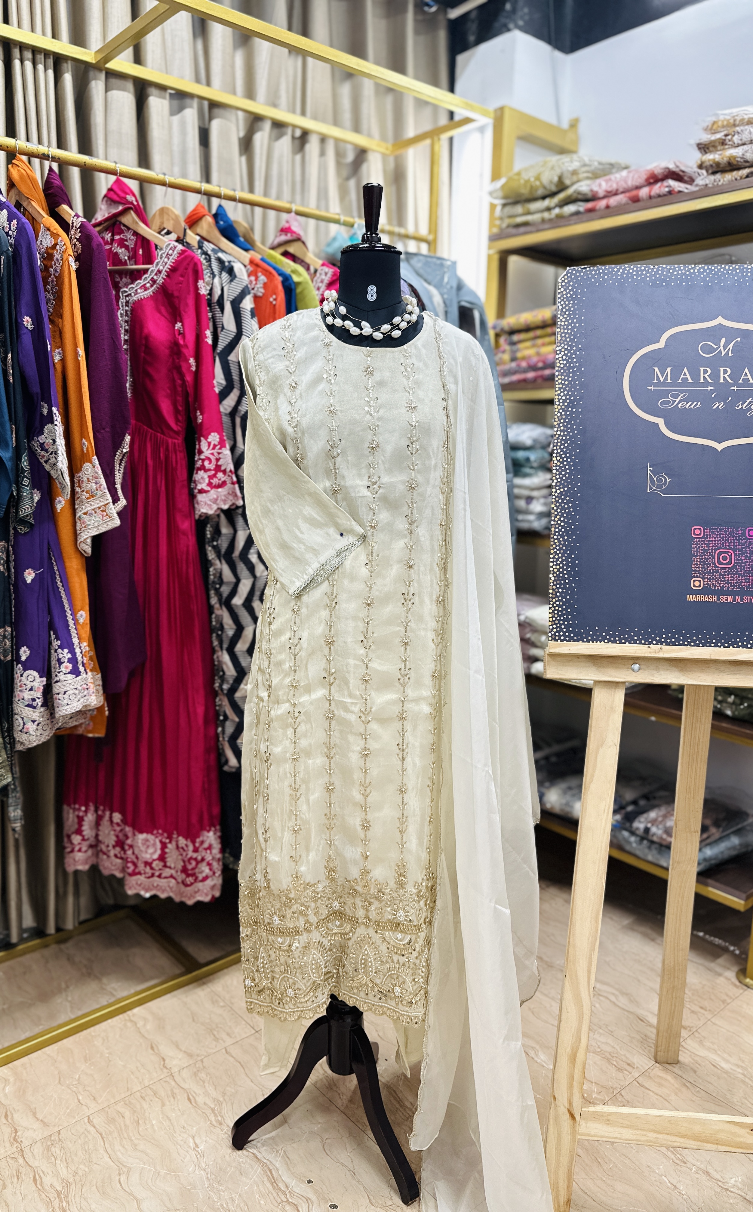 shimmer tissue silk suit