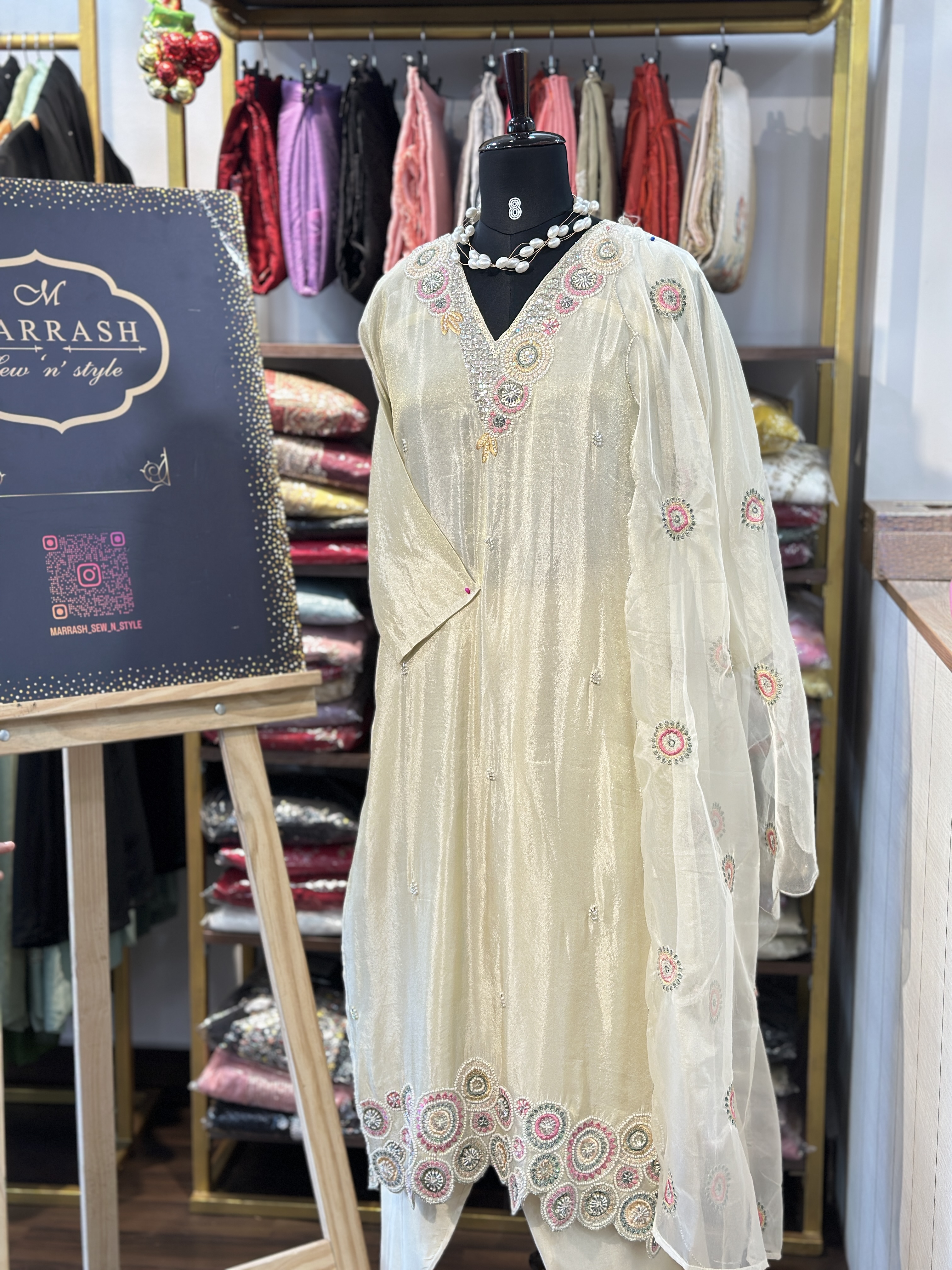 White tissue silk suit